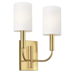 Wandleuchten|Wohnzimmerlampen*Elstead Wandleuchte Jugendstil in Messing Weiß Metall Stoff