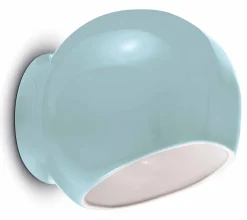 Wohnzimmerlampen|Keramiklampen*Ferroluce Wandleuchte Keramik 21 cm breit Hellblau E27 rund