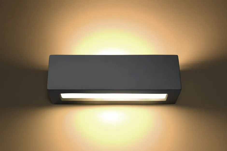 Sollux Wandleuchte Keramik 32,5 cm Grau E27 indirekt Up Down< Wohnzimmerlampen|Keramiklampen