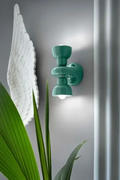 Wohnzimmerlampen|Keramiklampen*Ferroluce Wandleuchte Keramik E14 Up Down H: 25,5 cm Türkis