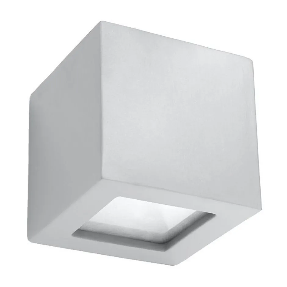 Sollux Wandleuchte Keramik Grau Würfel H: 14 cm Up Down E27< Wohnzimmerlampen|Keramiklampen