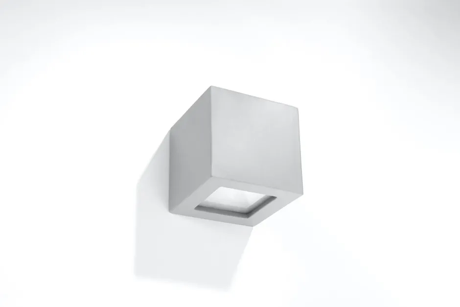 Sollux Wandleuchte Keramik Grau Würfel H: 14 cm Up Down E27< Wohnzimmerlampen|Keramiklampen