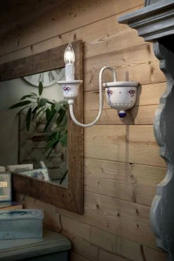 Ferroluce Wandleuchte Keramik H: 21 cm E14 Landhaus Stil LARONE< Wohnzimmerlampen|Keramiklampen