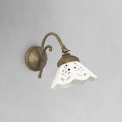 Spots|Badezimmer Lampe*Giovanni Battista Wandleuchte Keramik Messing H: 15,5 cm schwenkbar E14