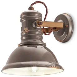 Wohnzimmerlampen|Keramiklampen*Ferroluce Wandleuchte Keramik Metall E27 Taupe Shabby Antik