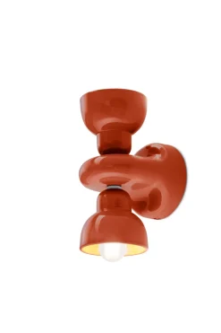 Wohnzimmerlampen|Keramiklampen*Ferroluce Wandleuchte Keramik Up Down H: 25,5 cm Orange E14 Retro