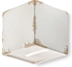 Wohnzimmerlampen|Keramiklampen*Ferroluce Wandleuchte Keramik Weiß Shabby Antik G9 eckig Vintage