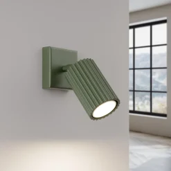 Flurlampen|Wohnzimmerlampen*Sollux Wandleuchte klein B: 8 cm Grün schwenkbar Aluminium GU10