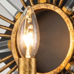 Wandleuchten|Flurlampen*Elstead Wandleuchte Kristall Metall E14 B: 31,8 cm in Gold Schwarz