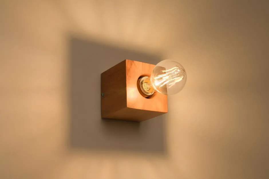 Sollux Wandleuchte LABERIA Holz Würfel B:10cm Modern kompakt< Wandleuchten|Flurlampen