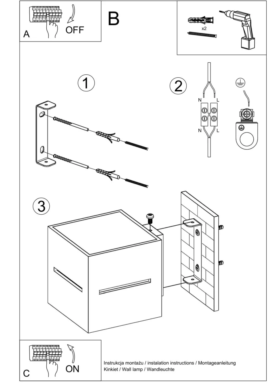 Wandleuchten|Flurlampen*Sollux Wandleuchte LORUM in Schwarz