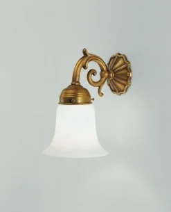 Wohnzimmerlampen|Metall Lampen*Berliner Messingleuchten Wandleuchte Messing Glas blendarm Ornamente E27 T:19 cm