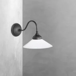 Giovanni Battista Wandleuchte Messing Glas H: 23,5 cm Rustikal schwenkbar E14< Spots|Badezimmer Lampe