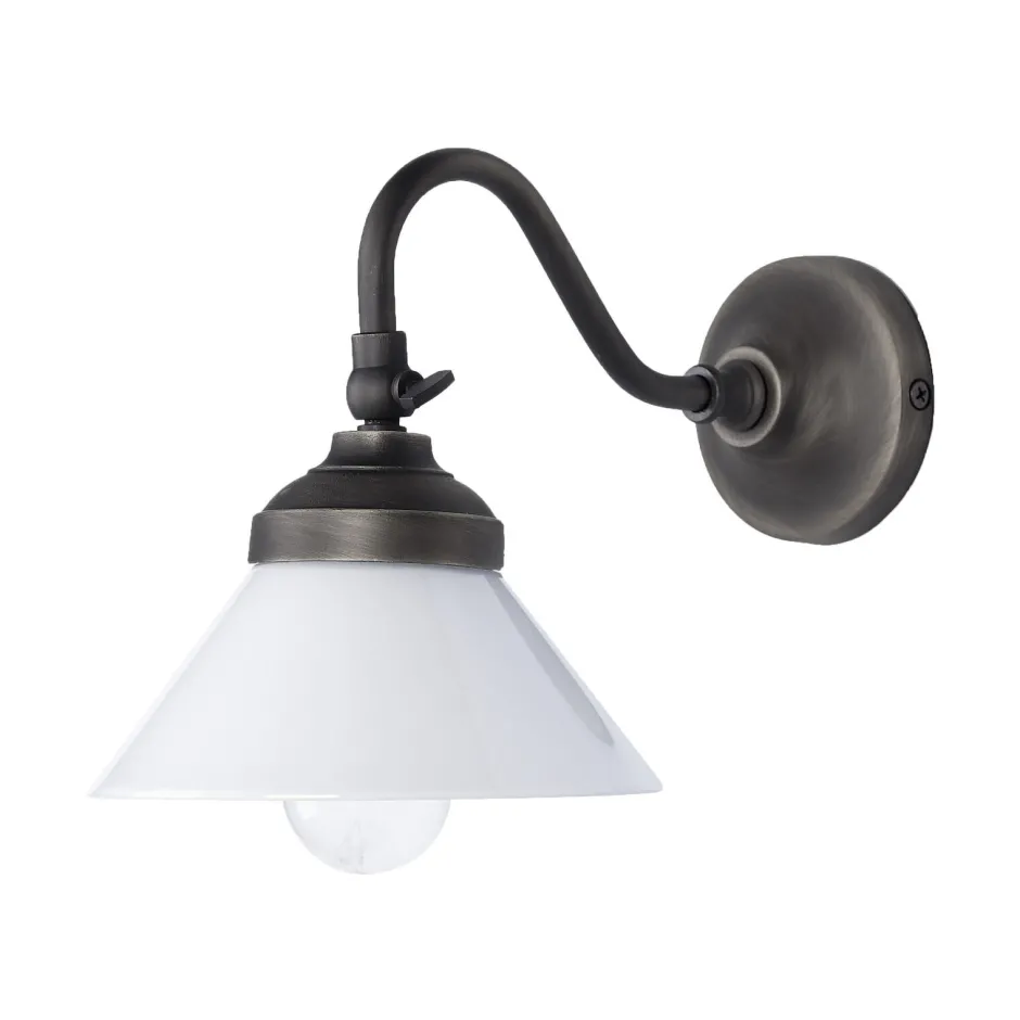 Giovanni Battista Wandleuchte Messing Glas H: 18,5 cm klein schwenkbar E14< Spots|Badezimmer Lampe