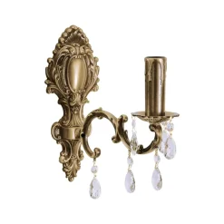 Giovanni Battista Wandleuchte Messing Kristall H: 29 cm E14 massiv in Bronze< Wandleuchten|Jugendstil Lampen