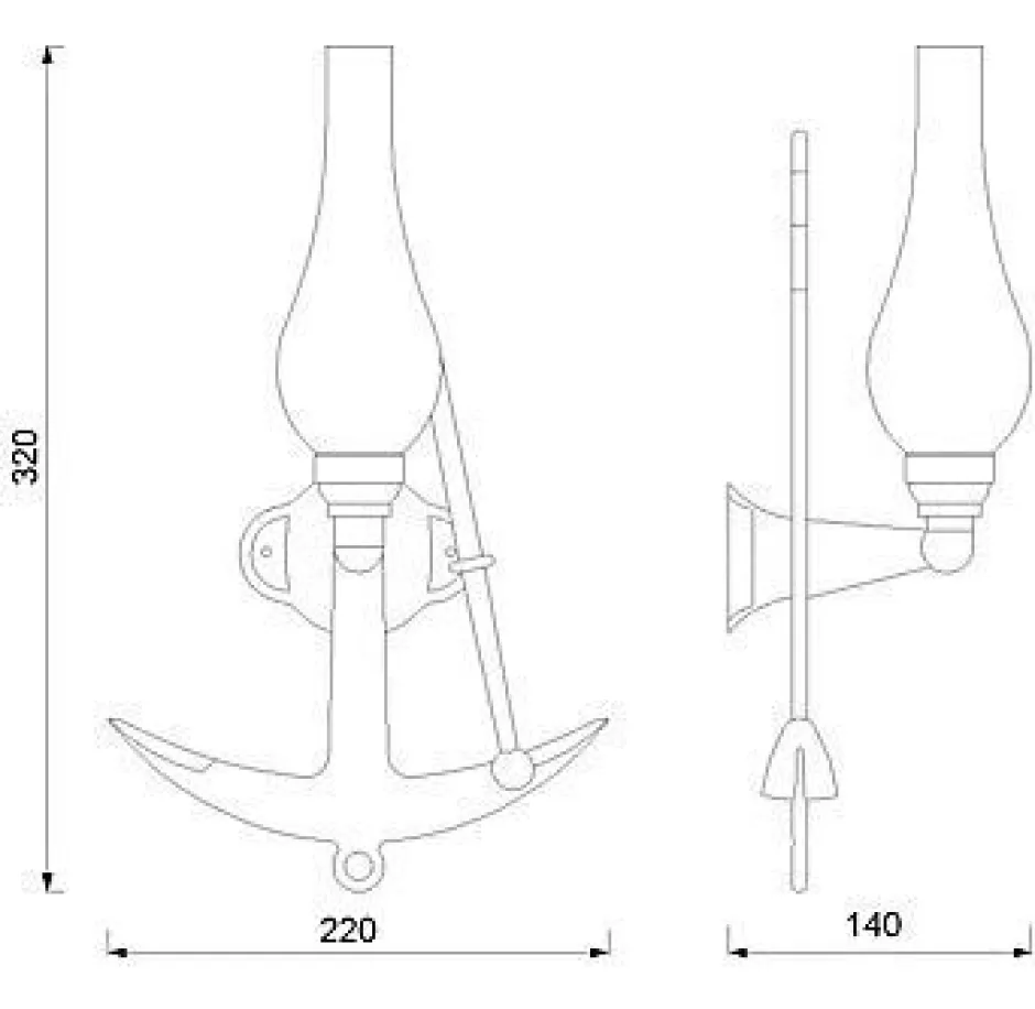 Laura Suardi Wandleuchte Messing Maritim Anker Badezimmer Flur< Wandleuchten|Lampen Aus Aller Welt