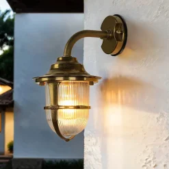 Metall Lampen|Messinglampen*Lido Wandleuchte Messing Maritim IP64 Haus Hof Haustür