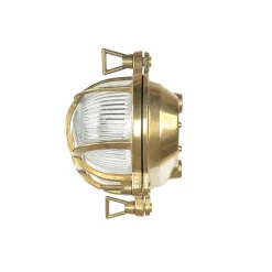 Metall Lampen|Messinglampen*Lido Wandleuchte Messing Riffelglas IP64 oval Maritim