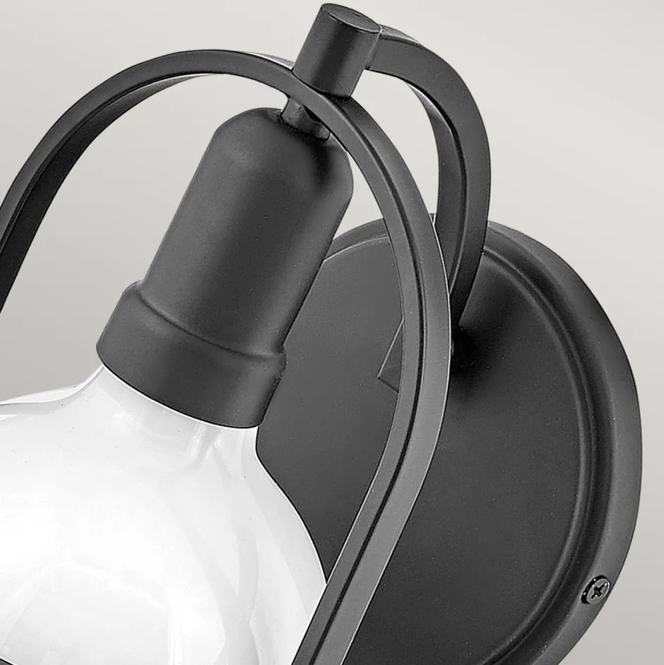 Wandleuchten|Küchenlampen*Elstead Wandleuchte Metall Glas 23,3 cm hoch Schwarz Weiß E27