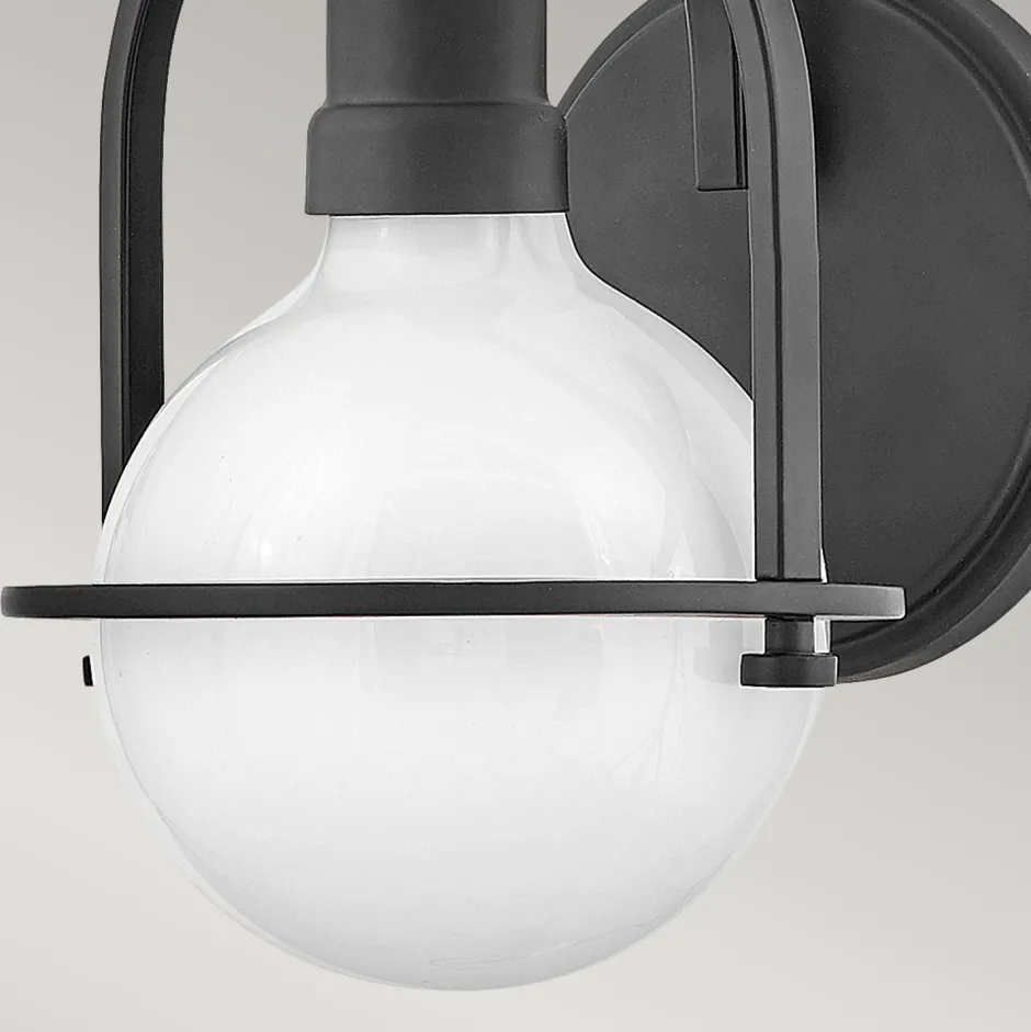 Wandleuchten|Küchenlampen*Elstead Wandleuchte Metall Glas 23,3 cm hoch Schwarz Weiß E27