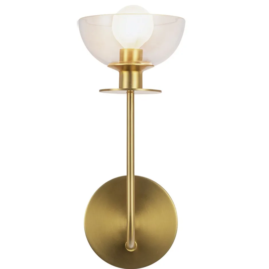 Wandleuchten|Metall Lampen*Elstead Wandleuchte Metall Glas 29,2 cm hoch in Gold gebürstet