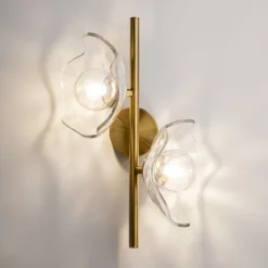 Wandleuchten|Flurlampen*Maytoni Wandleuchte Metall Glas 45 cm hoch in Messing G9 Modern