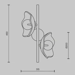 Wandleuchten|Flurlampen*Maytoni Wandleuchte Metall Glas 45 cm hoch in Messing G9 Modern