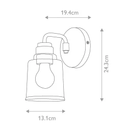 Glaslampen|Metall Lampen*Elstead Wandleuchte Metall Glas H: 24,3 cm Vintage ASTANA