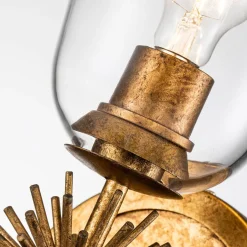 Wandleuchten|Rustikale Lampen*Elstead Wandleuchte Metall Glas H: 36,8 cm in Gold Antik E27