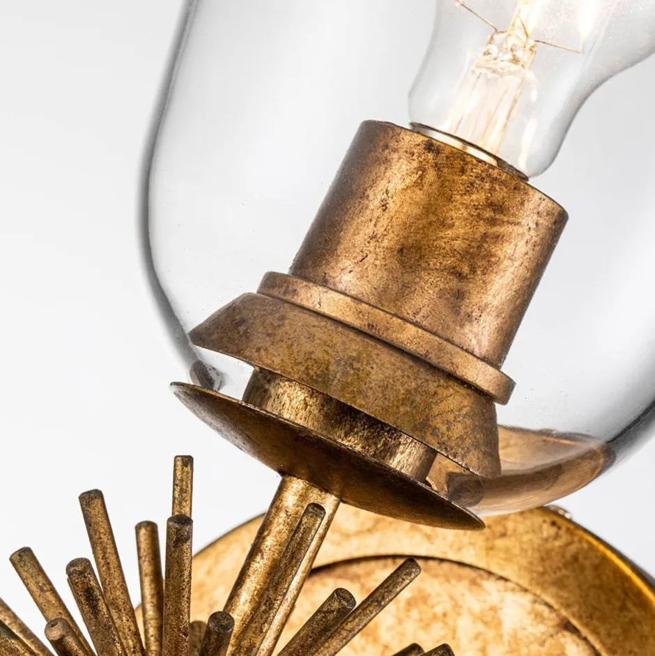 Wandleuchten|Rustikale Lampen*Elstead Wandleuchte Metall Glas H: 36,8 cm in Gold Antik E27