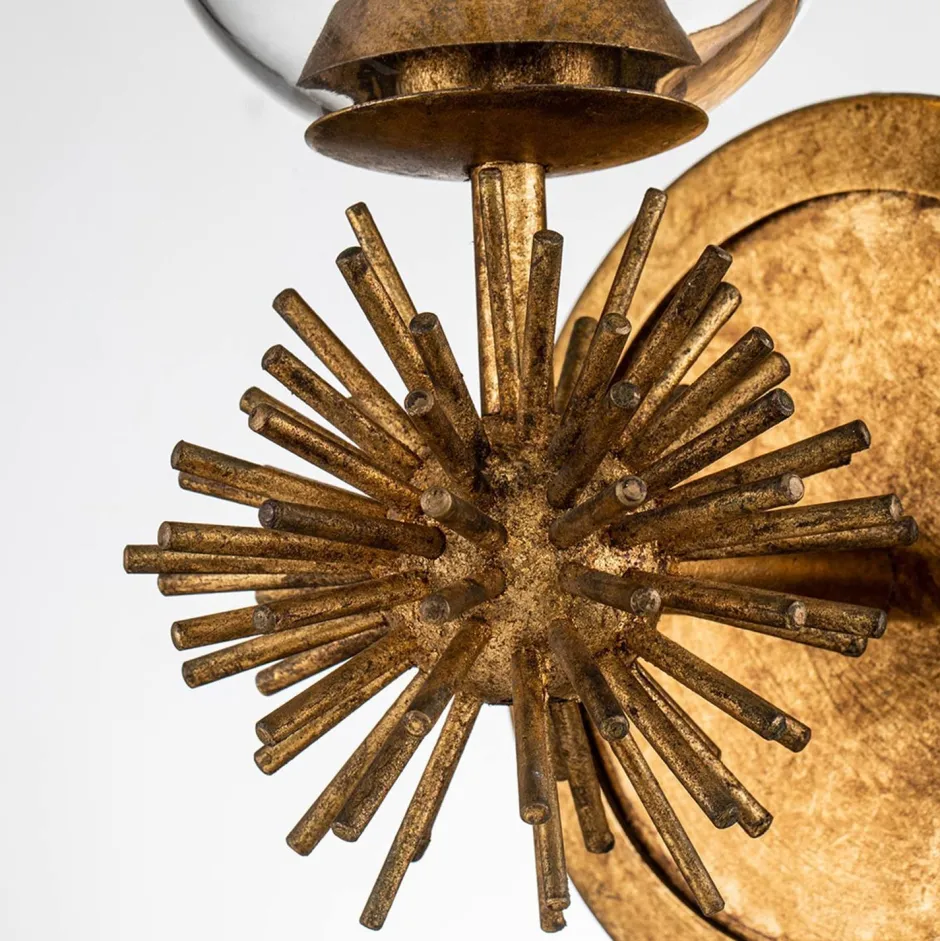 Wandleuchten|Rustikale Lampen*Elstead Wandleuchte Metall Glas H: 36,8 cm in Gold Antik E27