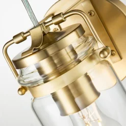 Wohnzimmerlampen|Küchenlampen*Elstead Wandleuchte Metall Glas H: 29,2 cm in Messing gebürstet E27