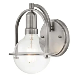 Wandleuchten|Küchenlampen*Elstead Wandleuchte Metall Glas H: 23,3 cm Nickel gebürstet E27