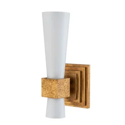 Elstead Wandleuchte Metall Glas H: 35,6 cm in Gold Antik Weiß< Wandleuchten|Flurlampen