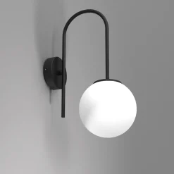 Wandleuchten|Küchenlampen*Luminex Wandleuchte Metall Glas Schwarz Weiß E14 Kugel blendarm