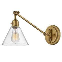 Elstead Wandleuchte Metall Glas verstellbar E27 in Messing Antik< Wandleuchten|Wohnzimmerlampen