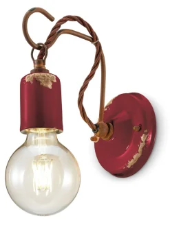 Wohnzimmerlampen|Küchenlampen*Ferroluce Wandleuchte Metall H: 18 cm Bordeaux Shabby Antik E27