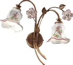 Wohnzimmerlampen|Keramiklampen*Ferroluce Wandleuchte Metall Keramik E14 B: 37 cm 2-flammig