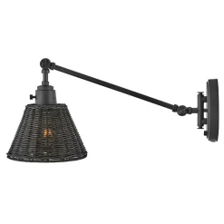 Elstead Wandleuchte Metall Rattan E27 verstellbar Schwarz vielseitig< Wandleuchten|Wohnzimmerlampen