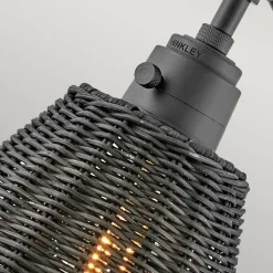 Elstead Wandleuchte Metall Rattan E27 verstellbar Schwarz vielseitig< Wandleuchten|Wohnzimmerlampen