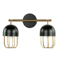Easylight Wandleuchte Metall Schwarz Gold Loft Design 2x E14 QUINN< Wandleuchten|Wohnzimmerlampen