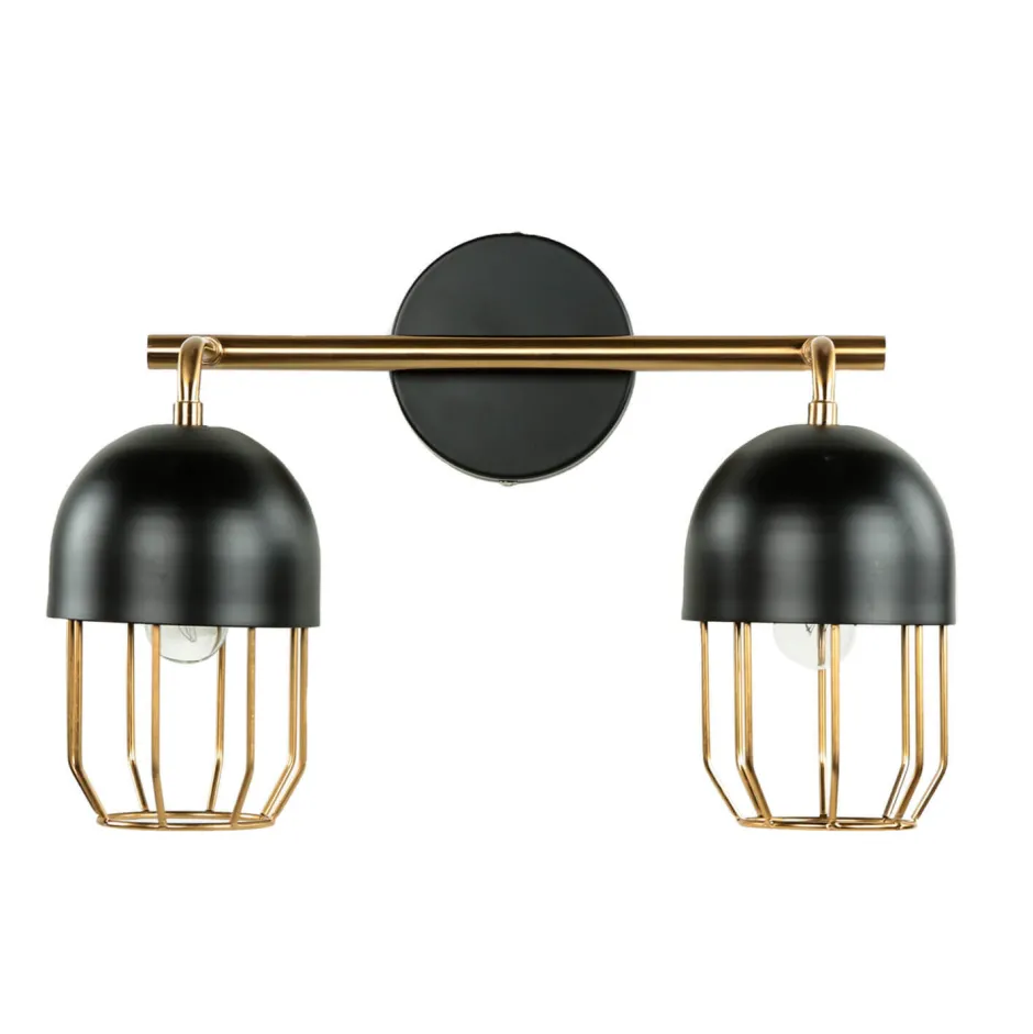 Easylight Wandleuchte Metall Schwarz Gold Loft Design 2x E14 QUINN< Wandleuchten|Wohnzimmerlampen