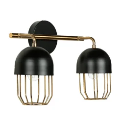 Easylight Wandleuchte Metall Schwarz Gold Loft Design 2x E14 QUINN< Wandleuchten|Wohnzimmerlampen