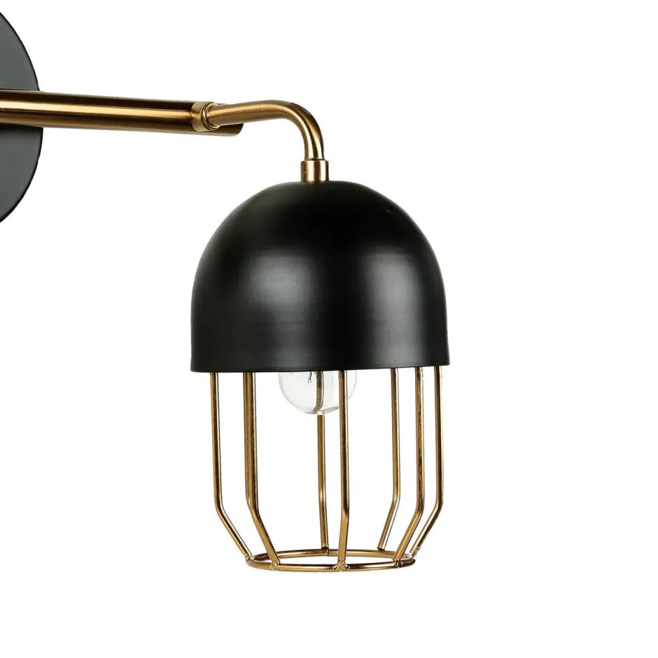 Easylight Wandleuchte Metall Schwarz Gold Loft Design 2x E14 QUINN< Wandleuchten|Wohnzimmerlampen