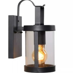 Außenwandleuchten|Metall Lampen* Wandleuchte Metall Schwarz IP23 T:16 cm E27 Garten