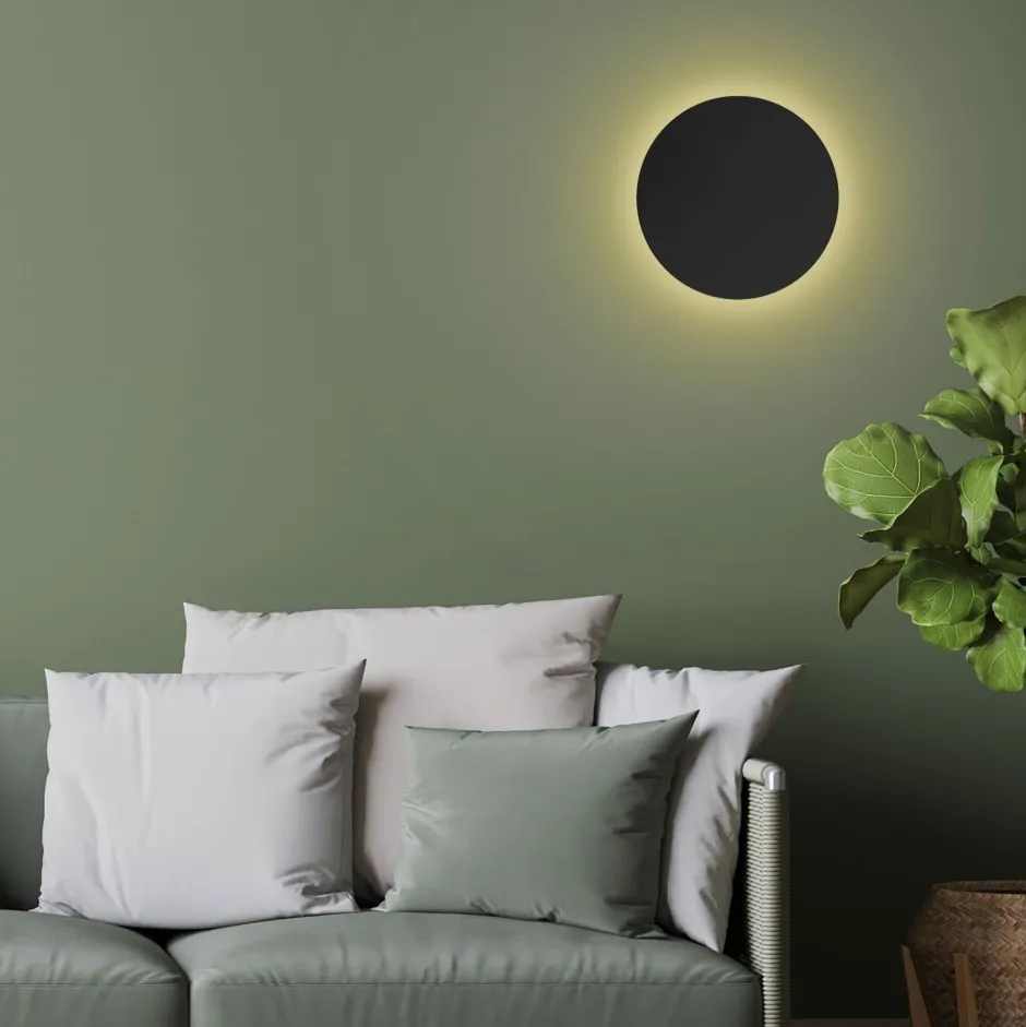 TK Lighting Wandleuchte Metall Schwarz Ø 30 cm rund flach< Moderne Lampen|Küchenlampen