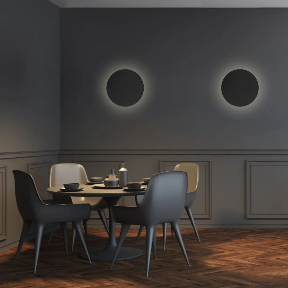 TK Lighting Wandleuchte Metall Schwarz Ø 30 cm rund flach< Moderne Lampen|Küchenlampen