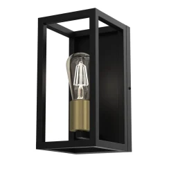 Wandleuchten|Flurlampen*Luminex Wandleuchte Metall Schwarz Antik Messing H:30 cm E27