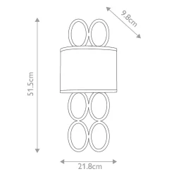 Wandleuchten|Flurlampen*Elstead Wandleuchte Metall Stoff Glas 51,5 cm hoch 5x E14 elegant