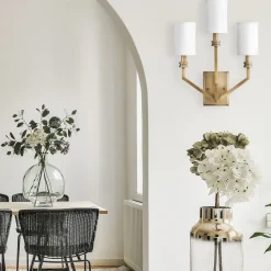 Wandleuchten|Rustikale Lampen*Elstead Wandleuchte Metall Stoff 48,3 cm hoch E14 3-flammig